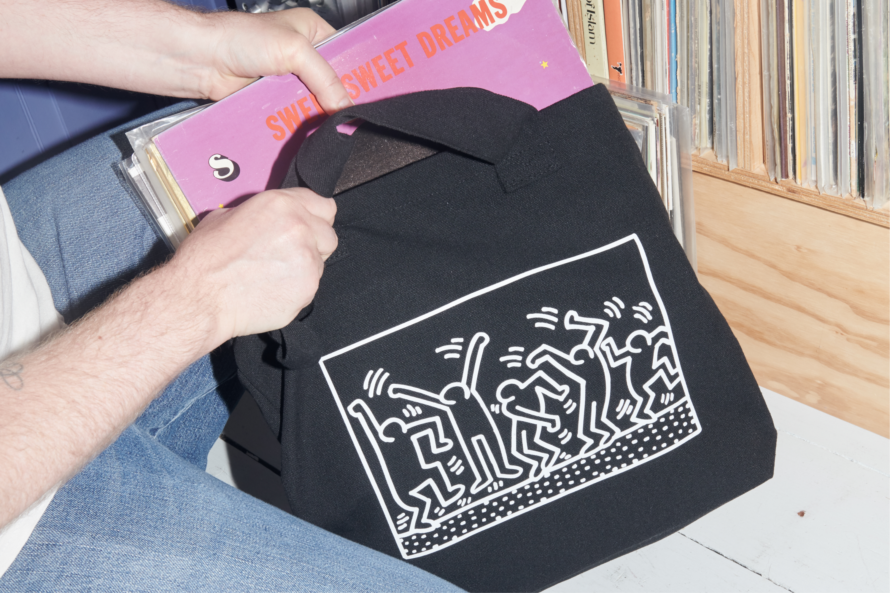 Keith Haring record tote